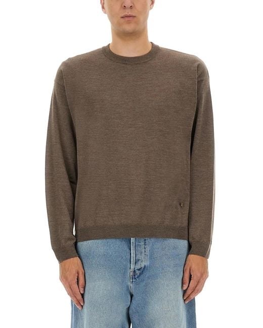 Moschino Brown Wool And Silk Pullover for men