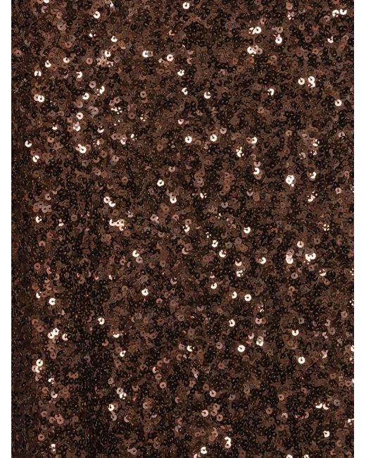ROTATE BIRGER CHRISTENSEN Brown Sequin Midi Dress