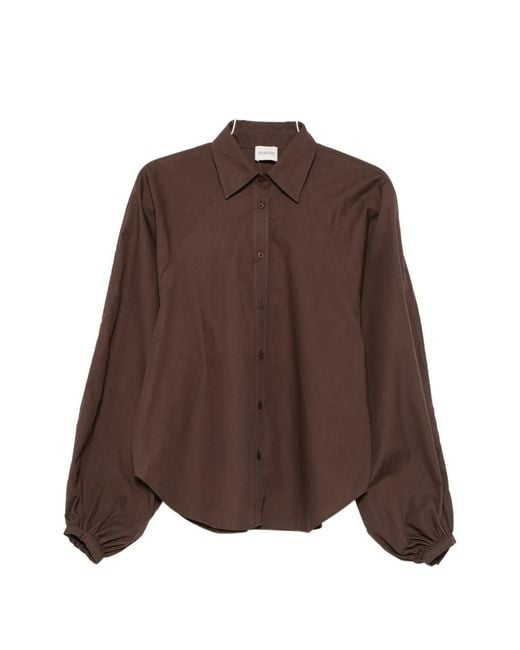 Closed Brown Cotton Buttoned Raglan Shirt