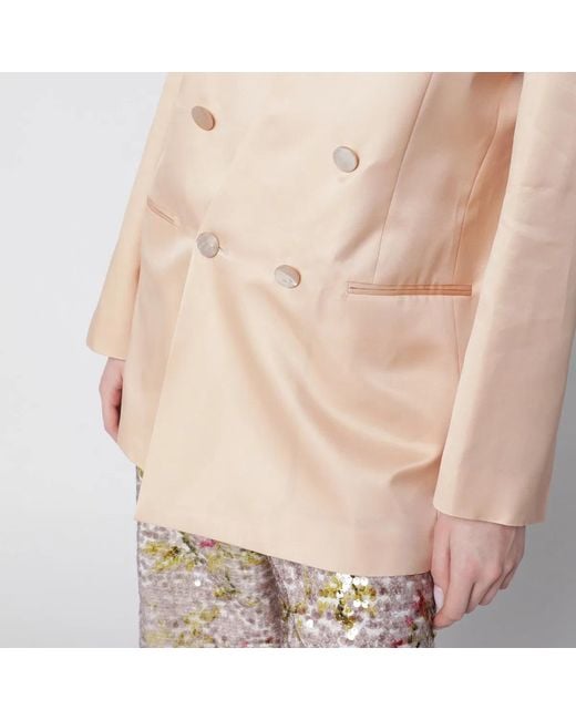 Alberta Ferretti Natural Double-Breasted Jacket