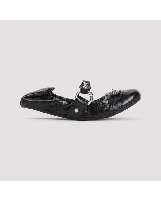 Balenciaga Black Leather City Ballerinas
