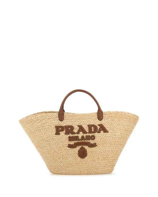 Prada Natural Raffia Large Shopping Bag