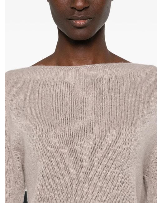 Tom Ford Natural Long Sleeve Boat Neck Knit With Metal Plaque