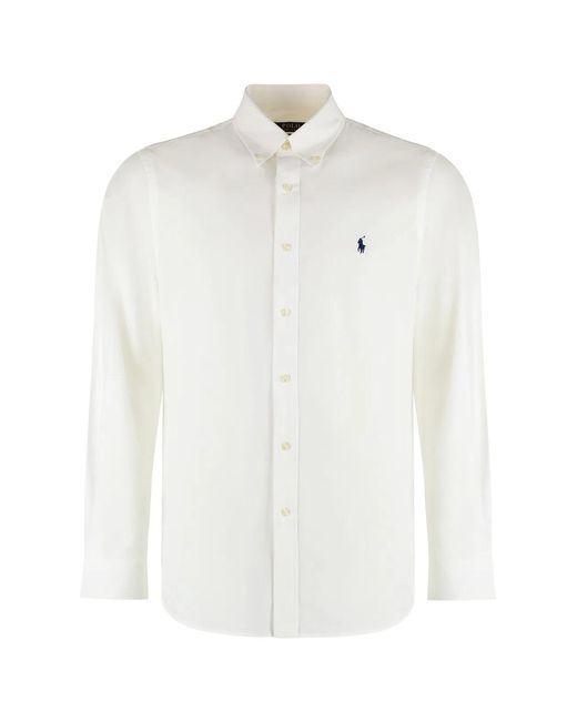Polo Ralph Lauren White Stretch Cotton Shirt for men