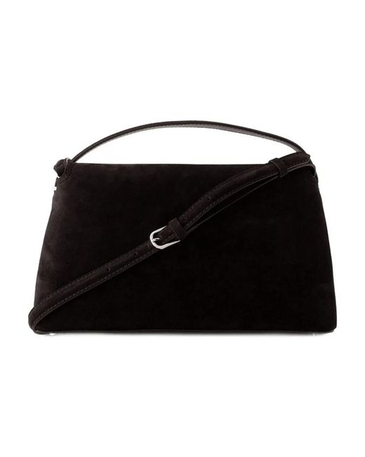 Totême Black "T-Lock" Suede Top Handle Bag
