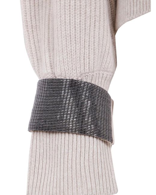 Brunello Cucinelli Pink Cashmere Sweater With Shiny Detail