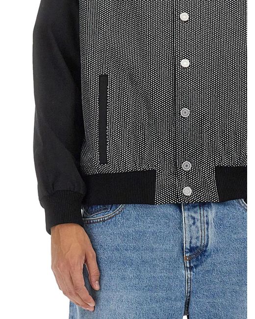 Balmain Gray Bomber Jacket With Logo for men
