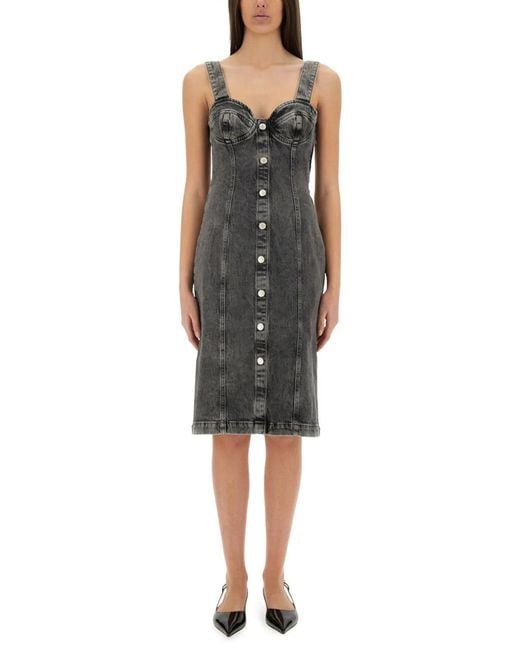 Moschino Black Denim Midi Dress