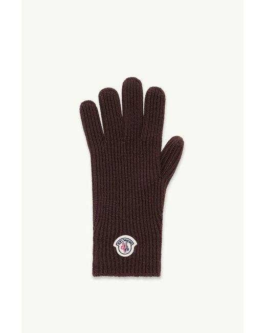 Moncler Red Wool Logo Patch Gloves for men