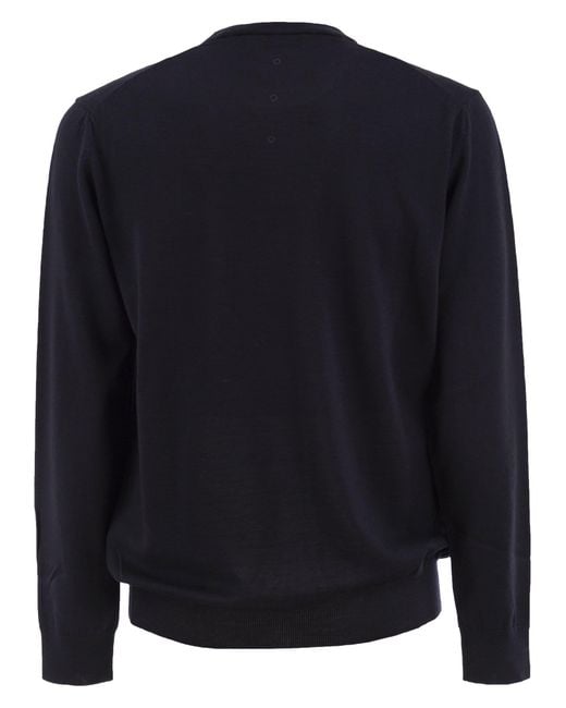 Premiata Blue Merino Wool Crew-Neck Jumper for men