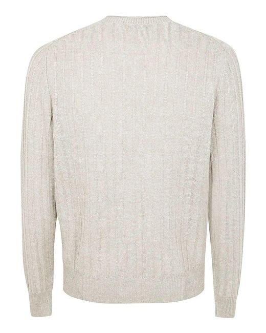 Barba Napoli White Long Sleeves Round Neck Sweater for men