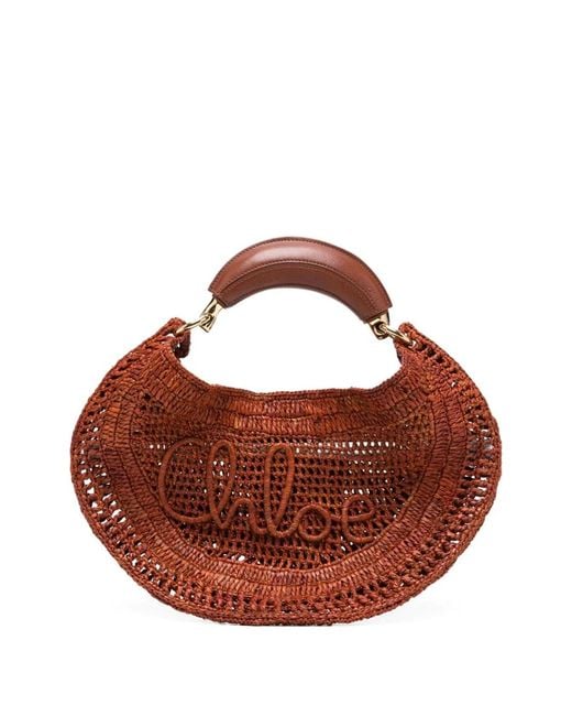 Chloé Brown Summer Banana Rafia Hobo Bag