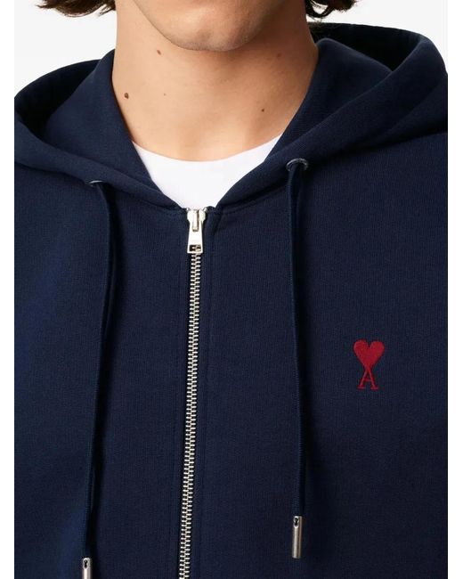 AMI Blue Ami De Coeur Zipped Hoodie for men