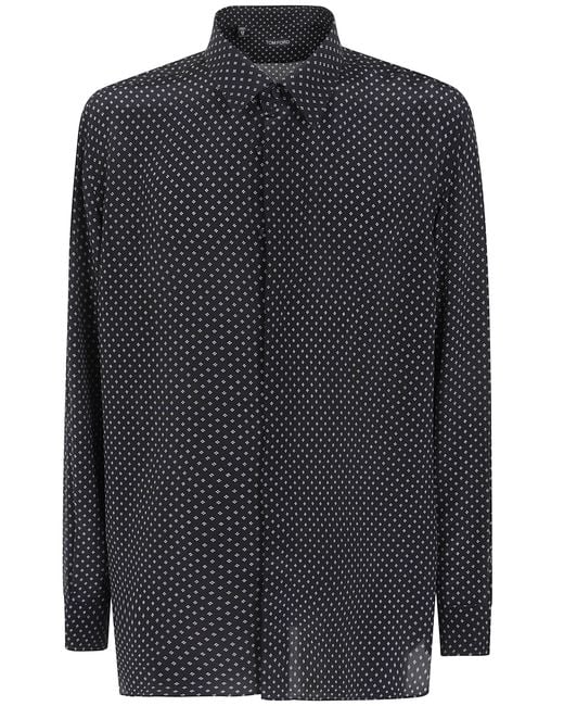 Tom Ford Blue Geometric Print Crepe De Chine Fluid Fit Shirt for men