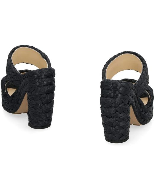 Bottega Veneta Black Canalazzo Raffia Mules