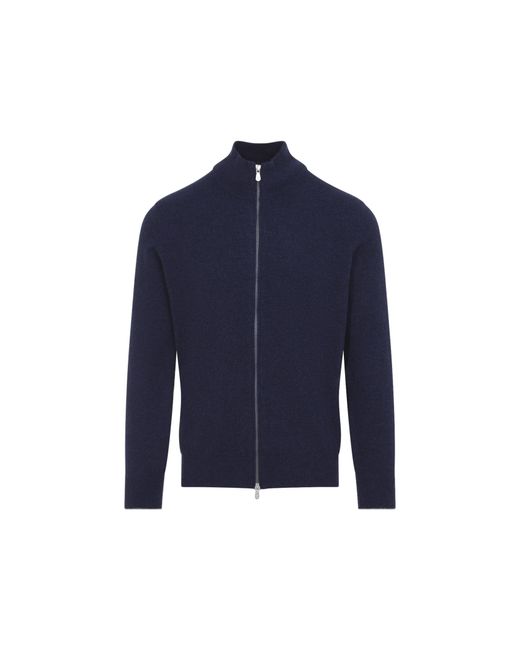 Brunello Cucinelli Blue Full Zip Cashmere Cardigan for men