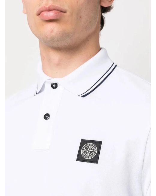Stone Island White Ls Polo for men