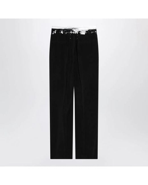 Maison Margiela Black Pants With Tape-Detail Waistband