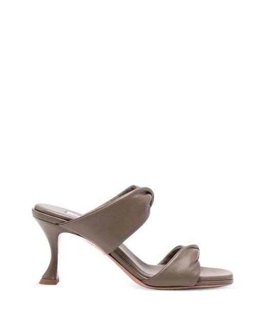 Aquazzura Gray "Twist" Nappa Sandal 75
