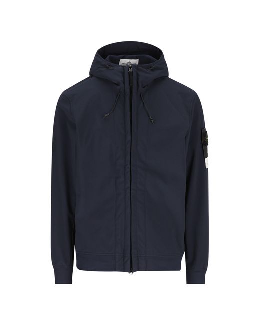 Stone Island Blue Biker Jacket for men