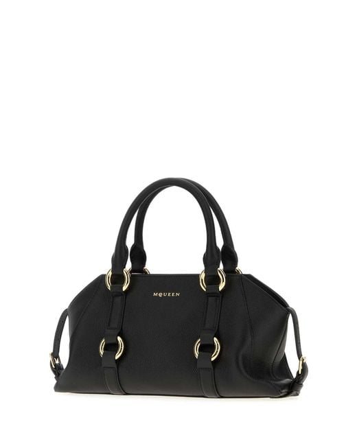 Alexander McQueen Black Leather Small Farringdon Handbag