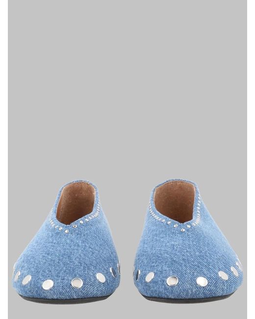 Ganni Blue Embellished Mule Flats