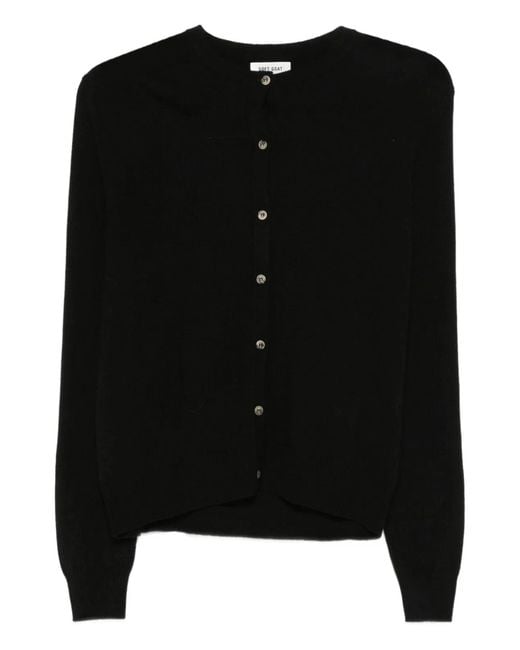 Soft Goat Black Buttoned Crew Neck Sweater