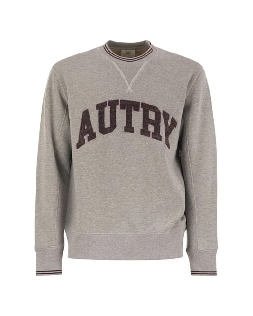 Autry Gray Logo Detail Cotton Sweatshirt for men