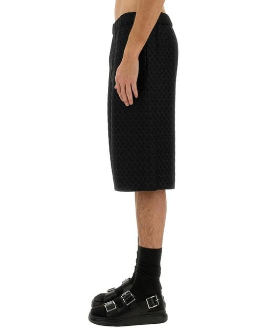McQueen Black Skull Jacquard Pattern Shorts for men
