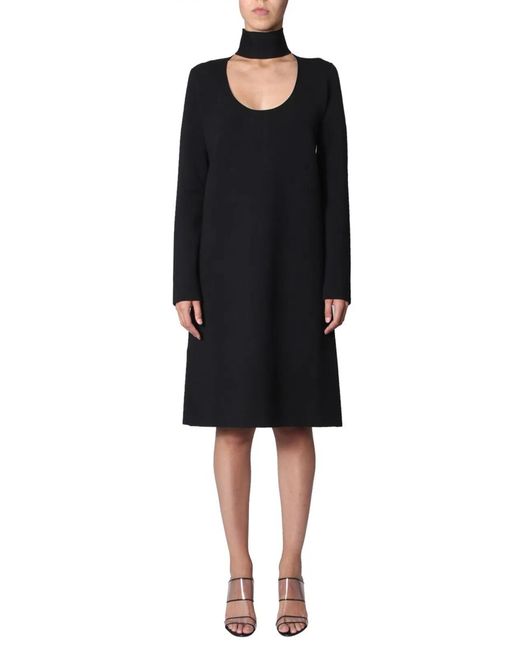 Bottega Veneta Black Embellished Gathered Jersey Midi Dress