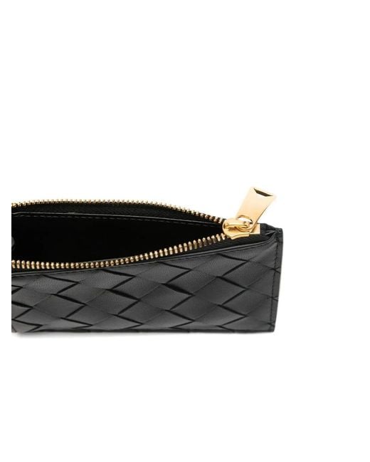 Bottega Veneta Black Intrecciato Zip Cardholder
