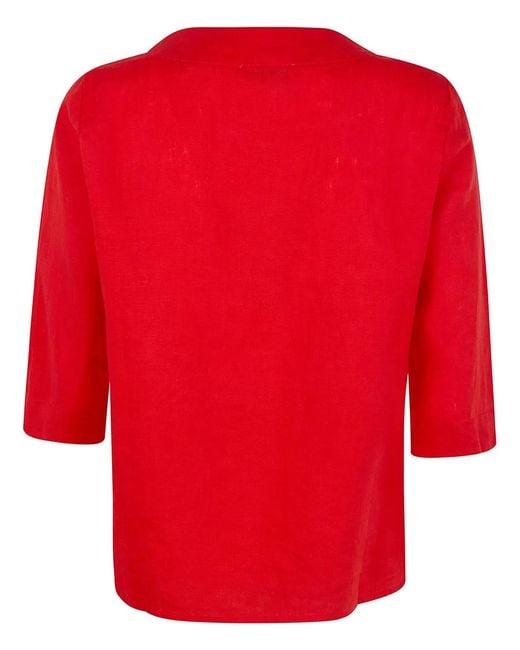 Whyci Red Linen Blouse