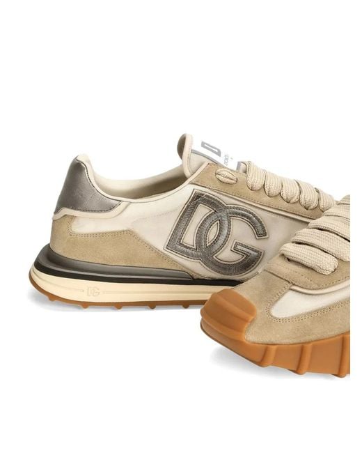 Dolce & Gabbana White Dolce & Gabbana Dg Athletic Fabric And Suede Sneakers for men