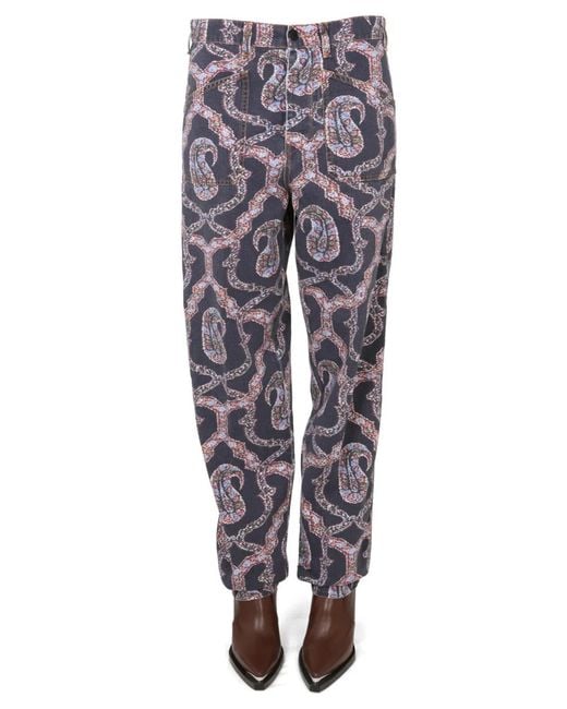 Etro Blue Paisley Denim Pants