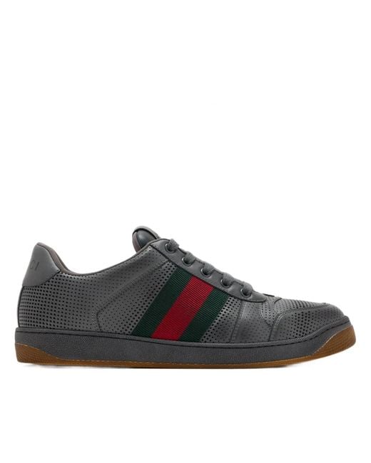Gucci Black Multicolour Leather Screener Sneakers for men
