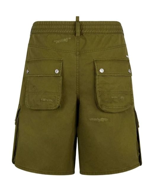 DSquared² Green Multi-Pocket Shorts for men