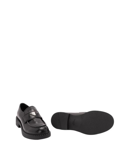 Prada Blue Aged Leather Loafers for men