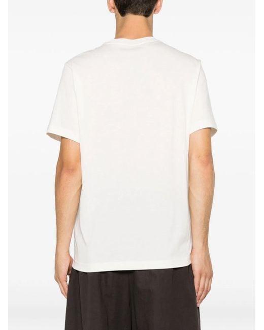 Moncler White Logo Print Crew Neck for men