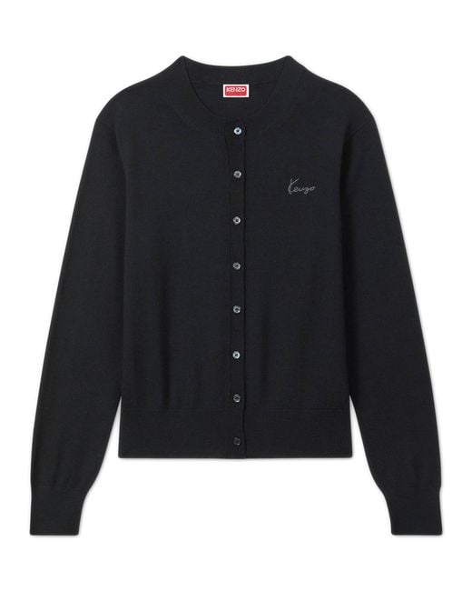 KENZO Black Signature' Embroidered Cardigan