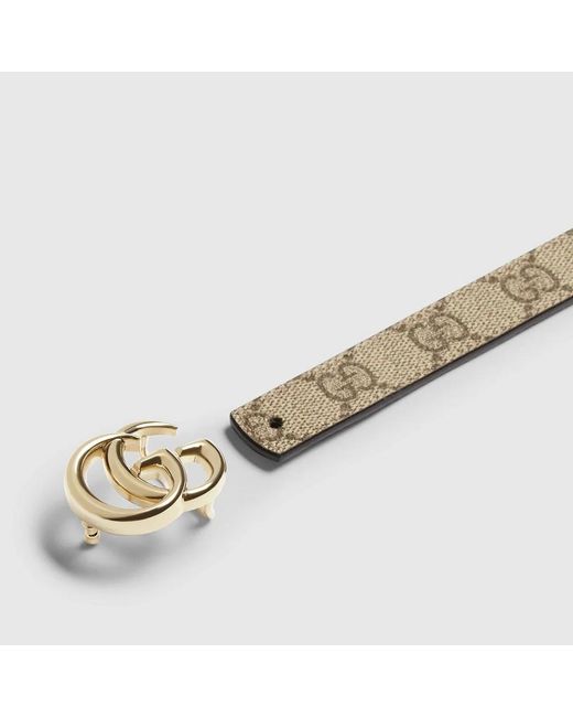 Gucci Metallic Reversible Gg Marmont Skinny Belt