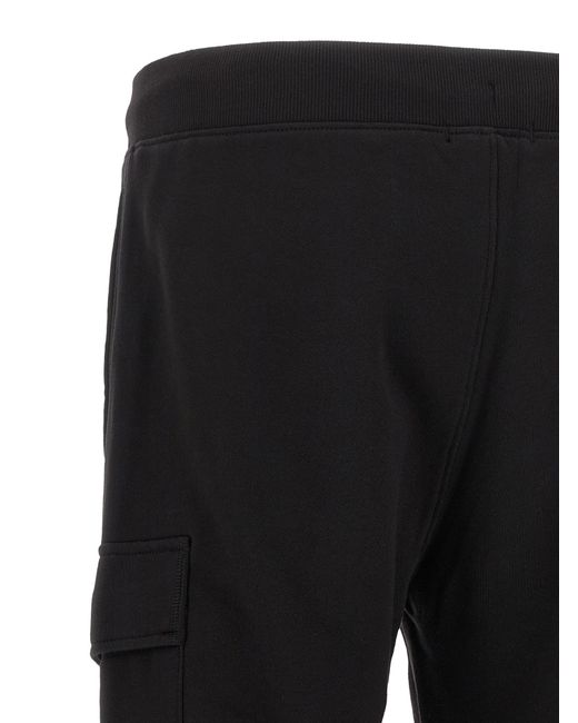 C P Company Black 'Diagonal Raised Fleece' Pants With Lens Detail for men
