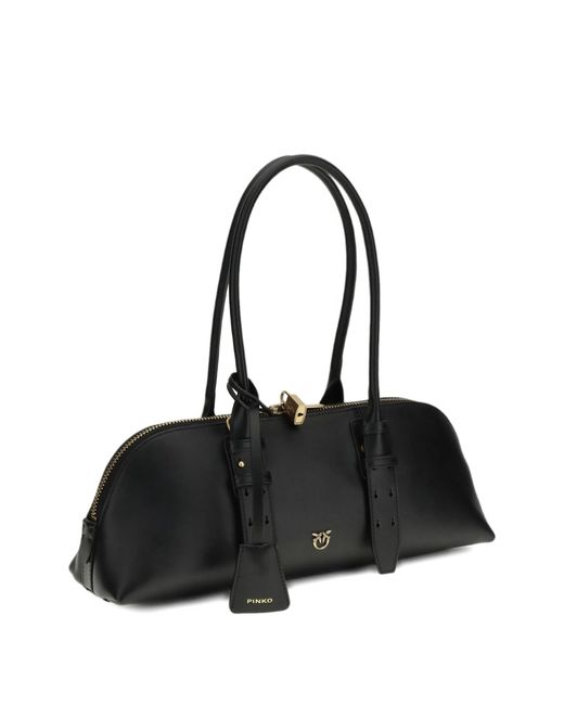 Pinko Black Leather Bowling Horizontal Big