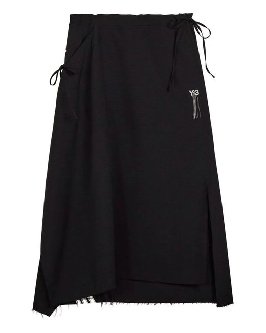 Y-3 Black 3 "Uniform Raw" Midi Skirt
