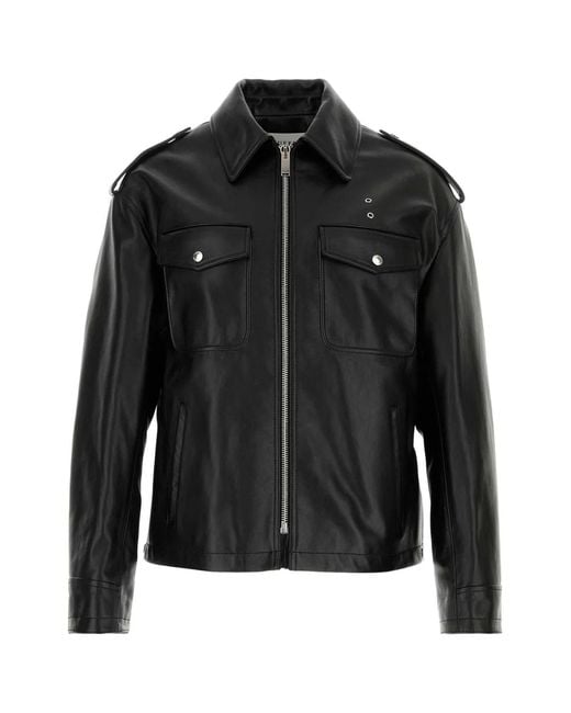 McQueen Black Leather Jacket for men