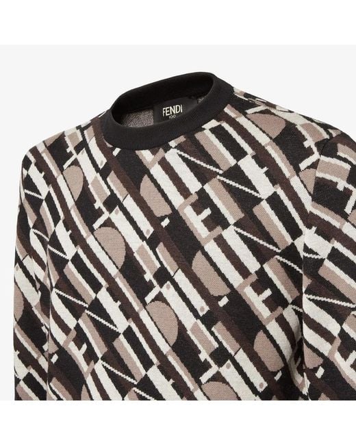 Fendi Black Wool Sweater Crew Neck for men