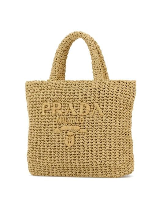 Prada Metallic Small Crochet Tote Bag