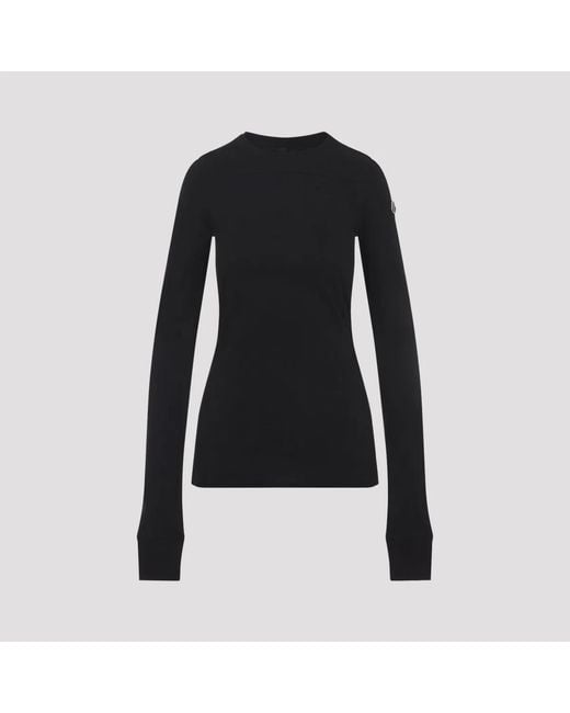 Moncler Black Cotton Knitted Girder T-Shirt