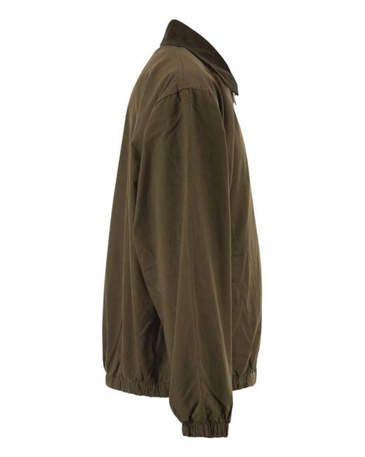Carhartt Green Cotton Zip-Up Jacket With Corduroy Collar