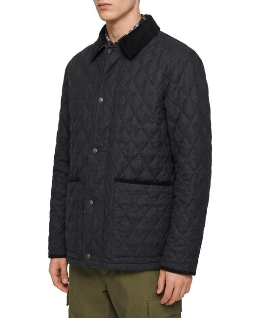 Burberry Black Haddington Diamond Quilted Jacket for men
