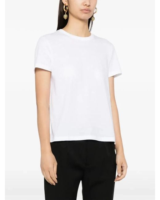 Tom Ford White Cotton T-Shirt With Tf Logo Embroidery